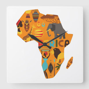 Carrée Carte Afrique Horloge