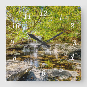 Carrée Cascade Tanyard Creek Dans Le Mur Automne Horloge