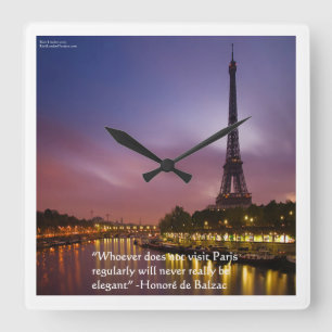 Carrée Citation De Balzac Sur Paris Elegance Wall Horloge