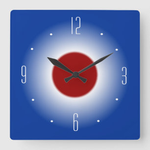 Carrée Conception de lueur rouge blanc et bleu > Horloge 