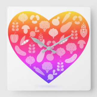 Carrée Designers originaux Horloge avec légume rose