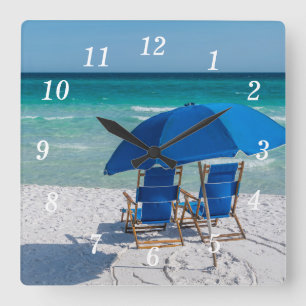 Carrée Destin Florida Chaises Et Umbrella Wall Horloge