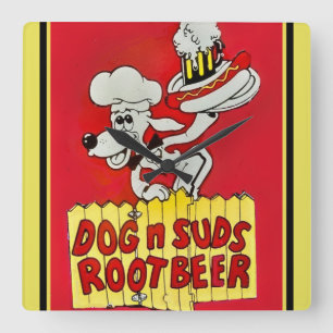 Carrée Dog N Suds Root Beer Horloge