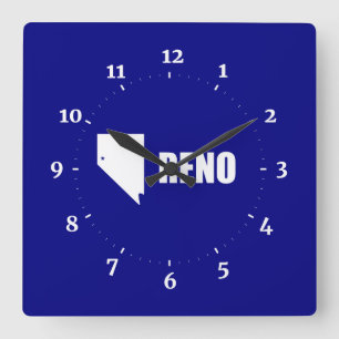 Carrée Drapeau de Reno, Nevada Carré Mur Horloge