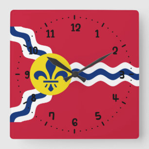 Carrée Drapeau de St. Louis, Missouri Carré Horloge mural