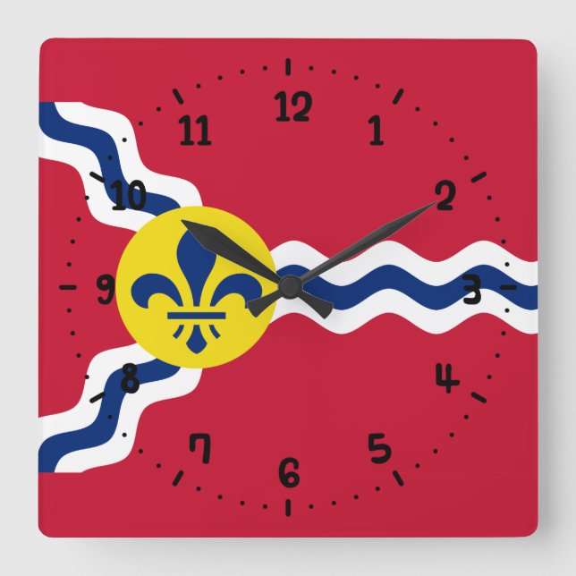 Carrée Drapeau de St. Louis, Missouri Carré Horloge mural (Recto)