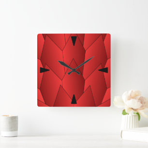 Carrée Escaliers Art Déco Design Carré rouge Horloge mura