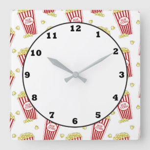 Carrée Fun Theater pop corn motif décor horloge
