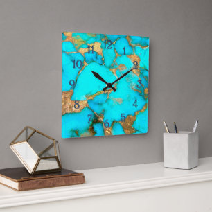 Carrée grande horloge turquoise