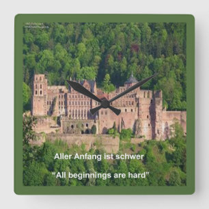 Carrée Heidelberg Castle & Allemand Dire Mur Horloge