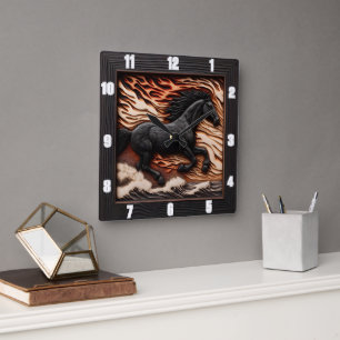 Carrée Heure Ocean Gallop : Horloge équine