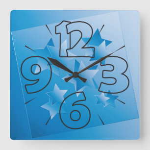 Carrée Horloge 15 - nombres et tirets