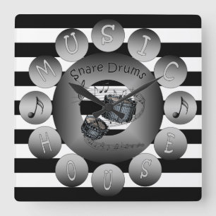 Carrée Horloge À Musique~Tambours Snare~Échelle Spirale~S