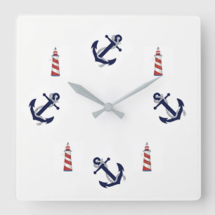 Carrée Horloge À Thème Nautique