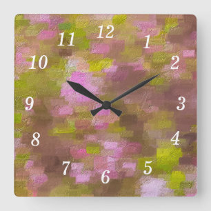Carrée Horloge Abstraite de la saison printanière