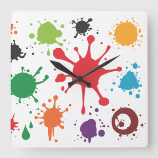 Carrée Horloge abstraite d'éclaboussure de peinture