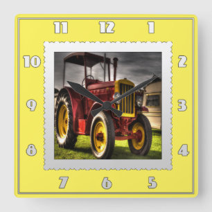 Carrée Horloge antique de tracteur