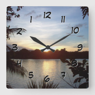 Carrée Horloge arrière - coucher du soleil de Rican de