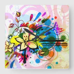 Carrée Horloge Art 26 Abstraite