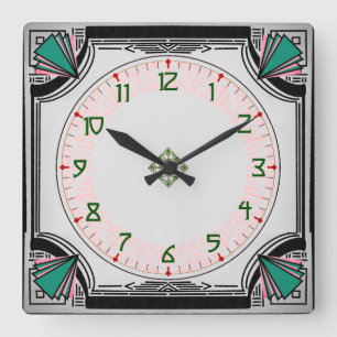 Carrée Horloge Art Déco Exquise Version Couleurs Vivides