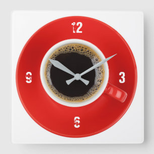 Carrée Horloge avec du café d'Americano