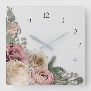 Carrée Horloge avec la Vintage florale de #