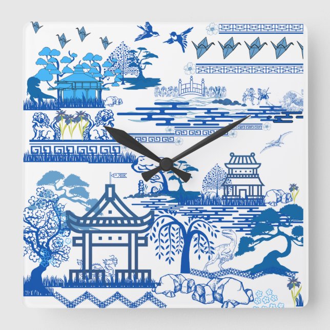 Carrée Horloge bleu jurassique (Recto)