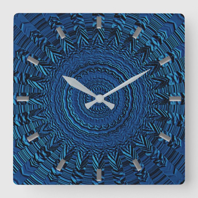 Carrée Horloge bleue du mur décoratif (Recto)