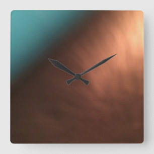 Carrée Horloge Brown Et Turquoise En Cuivre