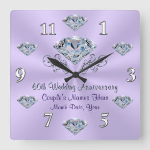 Carrée Horloge Cadeau Personnalisée Lilac Anniversaire Di