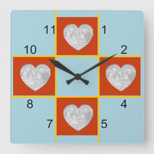 Carrée Horloge - Cadres du coeur rouge