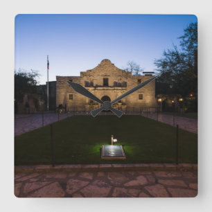 Carrée Horloge Carré De L'État D'Alamo Du Texas