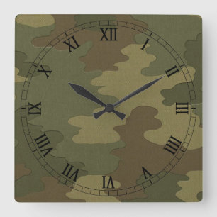 Carrée Horloge Carré des chiffres romains du camouflage f