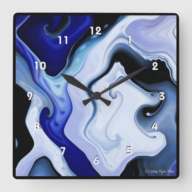 Carrée Horloge Carré des vagues bleues (Recto)