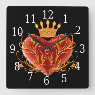 Carrée Horloge Carré du coeur de Filigree Crown