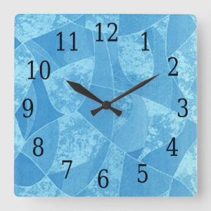 Carrée Horloge Carré en verre bleu