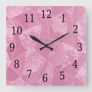 Carrée Horloge Carré en verre rose