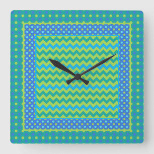 Carrée Horloge carré : Mix'n'Match Chevrons et Pois