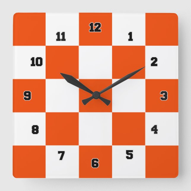 Carrée Horloge Carré Orange Blanc (Recto)