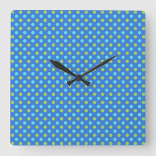 Carrée Horloge carré ou ronde, Pois de lunes bleues
