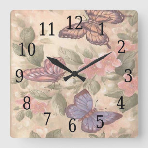 Carrée Horloge Carré papillon