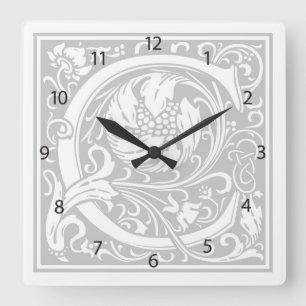 Carrée Horloge Carré William Morris Alphabet "C"