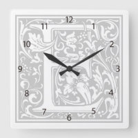Horloge Carré William Morris Alphabet "E"