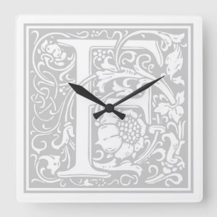 Carrée Horloge Carré William Morris Alphabet "F"