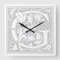 Horloge Carré William Morris Alphabet "G"