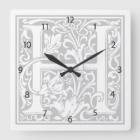 Horloge Carré William Morris Alphabet "H"