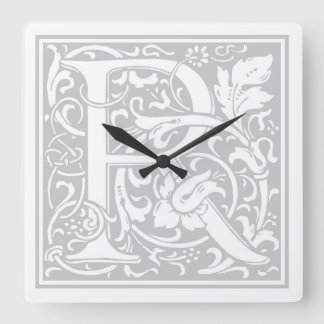 Carrée Horloge Carré William Morris Alphabet "R"