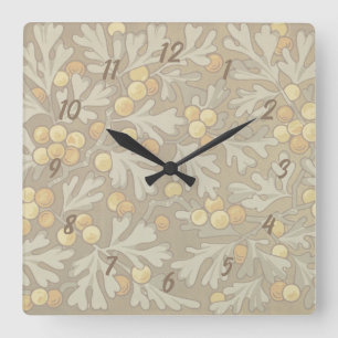 Carrée Horloge Carré William Morris Oak et Acorn