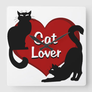 Carrée Horloge Chat Mignonne Amoureux des chats Horloge M