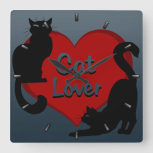 Carrée Horloge Chat Mignonne Amoureux des chats Horloge M